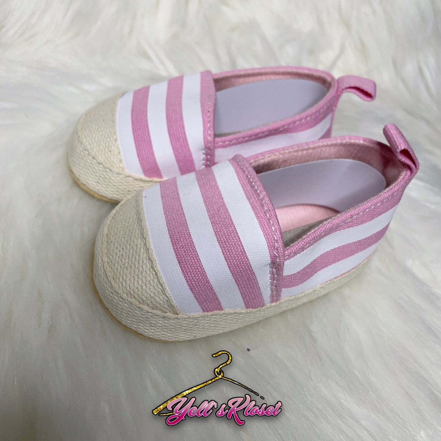 Infant Soft Bottom Pink White Striped Shoes